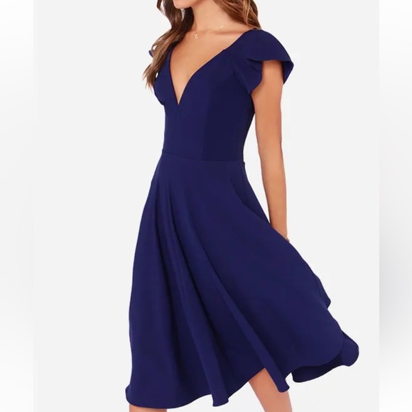 NEW LULUS Exclusive Skirts So Good Royal Blue Midi Dress SIZE: XL - Picture 2 of 12